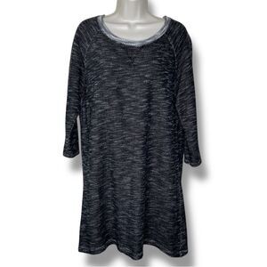 Gap Textured Marled Heather Gray Cotton Sweater Dress Women Large Scoop Neck